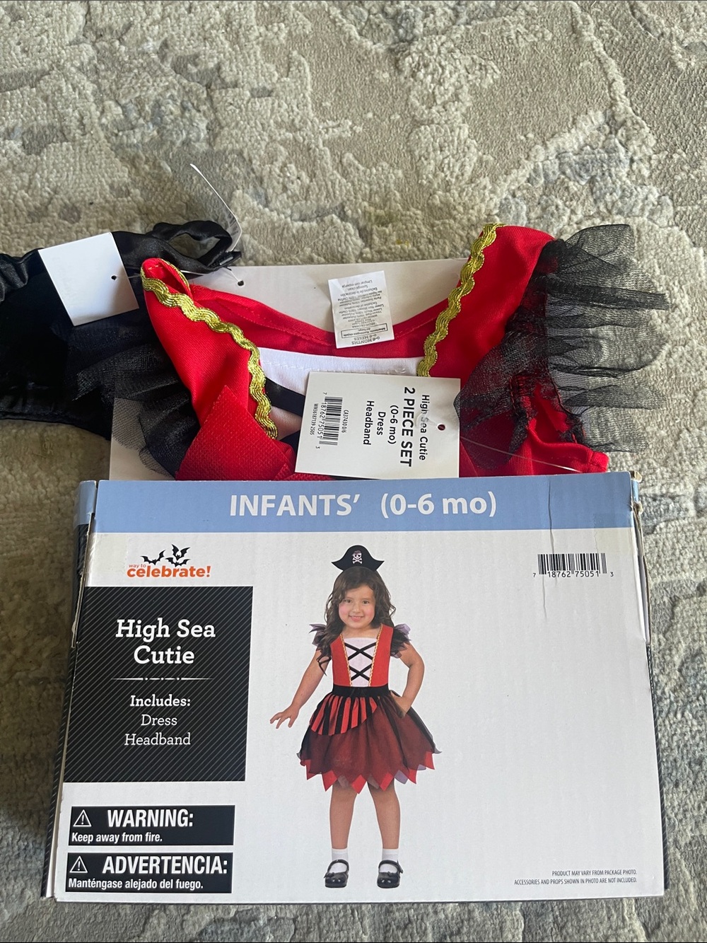 High Sea Cutie Infant Pirate Dress Costume - Red & Black